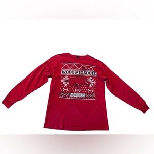 New World Women’s Red Woo Pig Sooie Long Sleeve Shirt Size Large